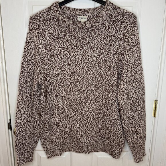 J. Crew Marled Cotton Crewneck Sweater Fisherman Size Large - Picture 1 of 8